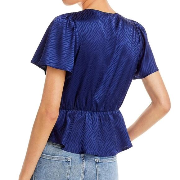 NWT Aqua Navy Zebra Print Tie Top - Picture 2 of 9